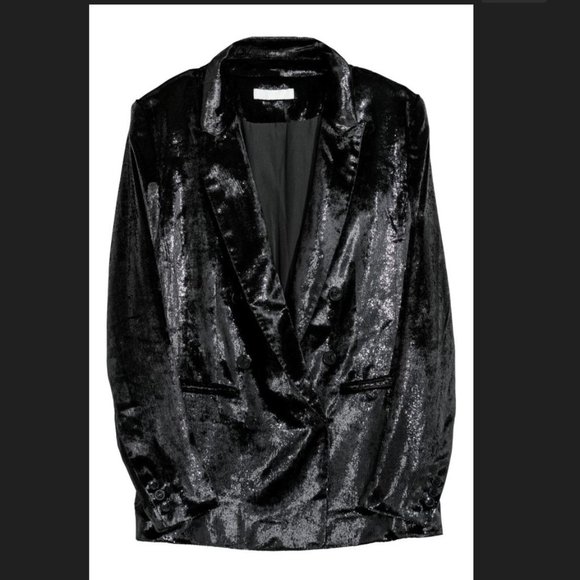 NWT Black Shine Double-breasted Blazer Jacket - Size 10 - Picture 2 of 5